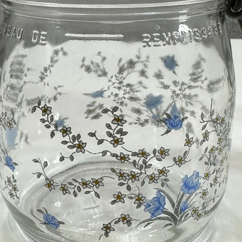 ARC France Glass Canister Heartland Farm Scene Set 2 3/4L Clear Clamp Lid Jar